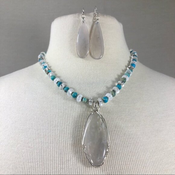 Smoky Chalcedony Necklace & Earring Set - Picture 2 of 7